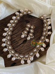 Premium Cluster Pearl Mossanite Short Neckpiece -M017