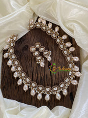 Premium Cluster Pearl Mossanite Short Neckpiece -M017