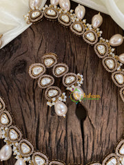 Premium Cluster Pearl Mossanite Short Neckpiece -M017