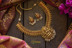 Gold Look Alike Premium Quality Lakshmi Choker with Pearls-G593