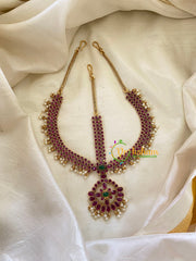 Traditional Kemp Bridal Maang Tikka- 2 sided Tikka -Pearl -G8087