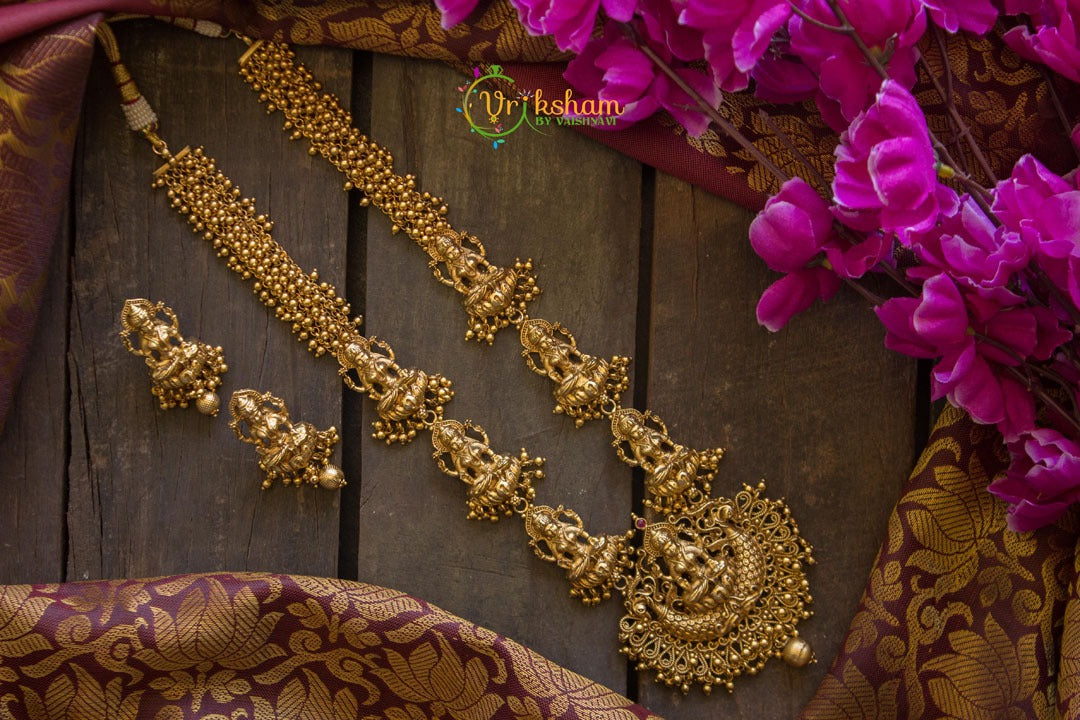 Gold Look Alike Premium Quality Golden Beads Lakshmi Haaram-G595