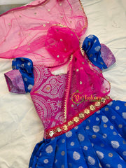 Pink Blue Indian Traditional Dress for Girls- Girls Gown -VS1242