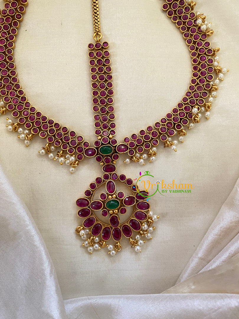 Traditional Kemp Bridal Maang Tikka- 2 sided Tikka -Pearl -G8087