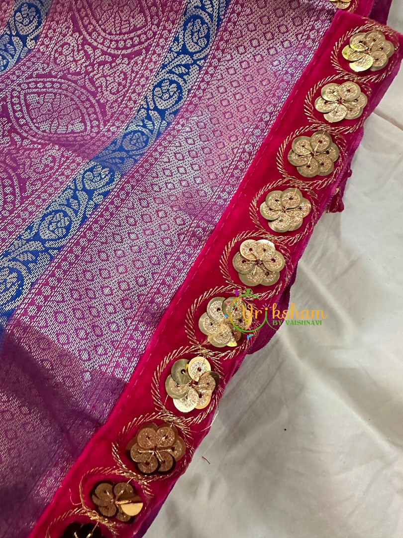 Pink Blue Indian Traditional Dress for Girls- Girls Gown -VS1242