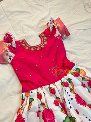 Pink White Pichwai Indian Traditional Dress for Girls- Girls Gown -VS1241