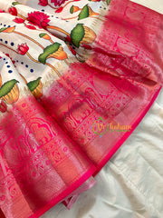 Pink White Pichwai Indian Traditional Dress for Girls- Girls Gown -VS1241