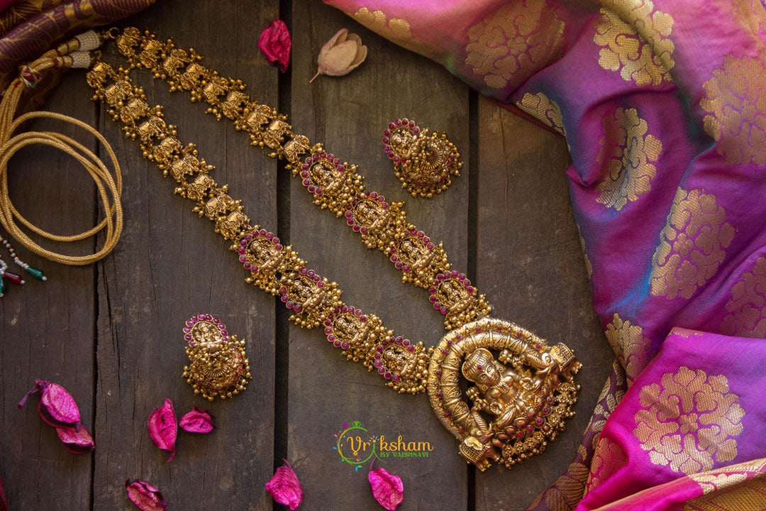 Gold Look Alike Premium Quality Lakshmi Long Neckpiece - G598