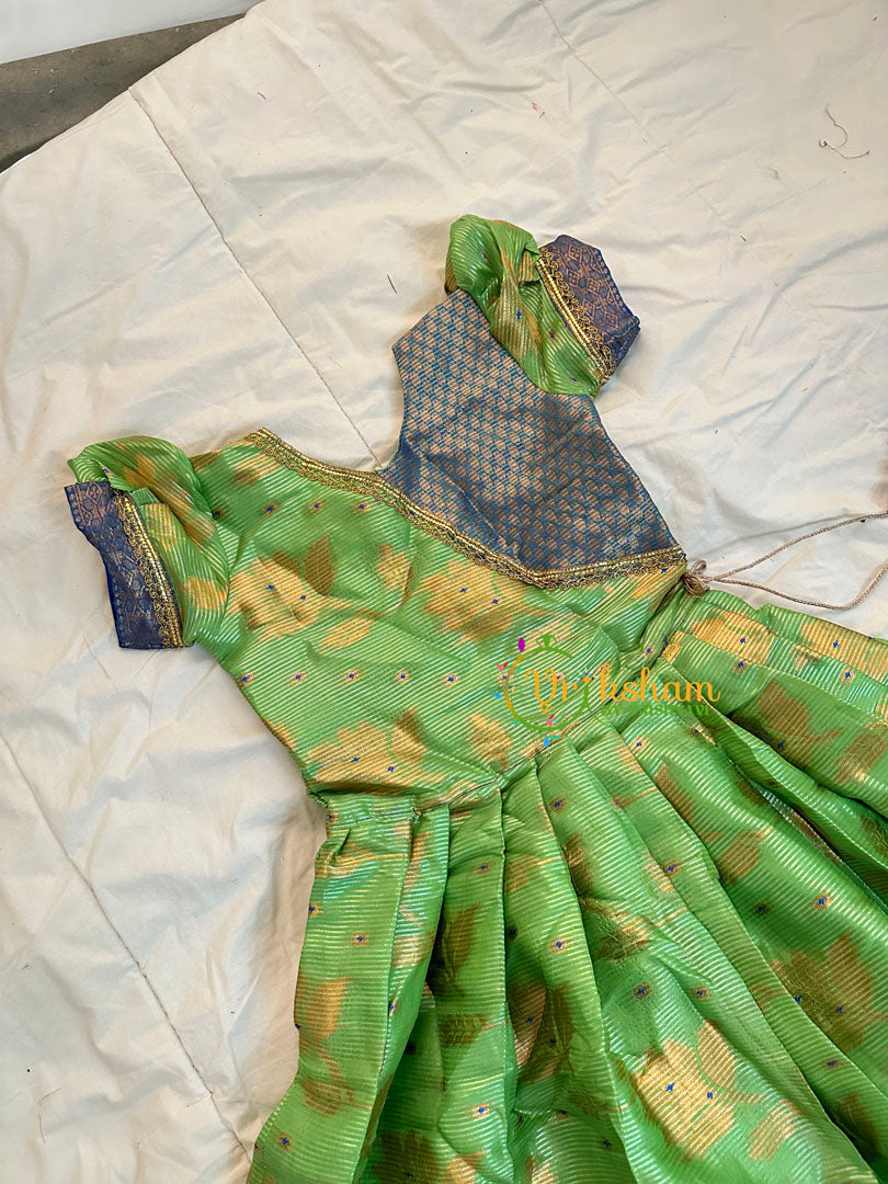 Parrot Green Indian Traditional Dress for Girls- Girls Gown -VS1235