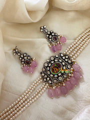 Pearl Victorian Diamond High Neck Choker-RED-VV090