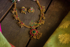 Traditional Golden Beads Adigai - Red Green Stones-G581