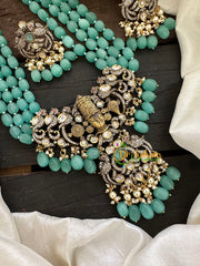 Aqua Green Bead Victorian Diamond Vishnu Neckpiece-VV077