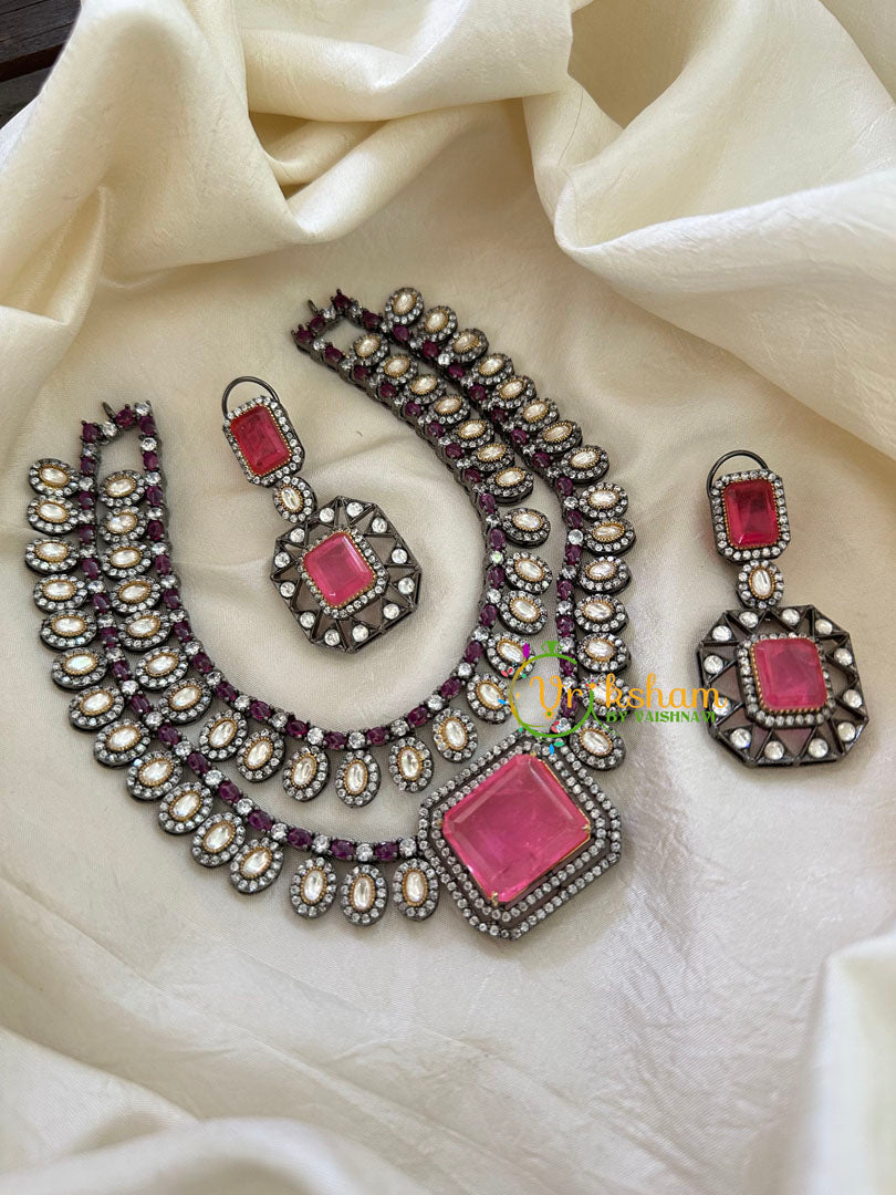Pink Victorian Diamond Short Neckpeice -VV074