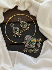 Victorian Diamond Hasli Choker Neckpiece -Green -VV141