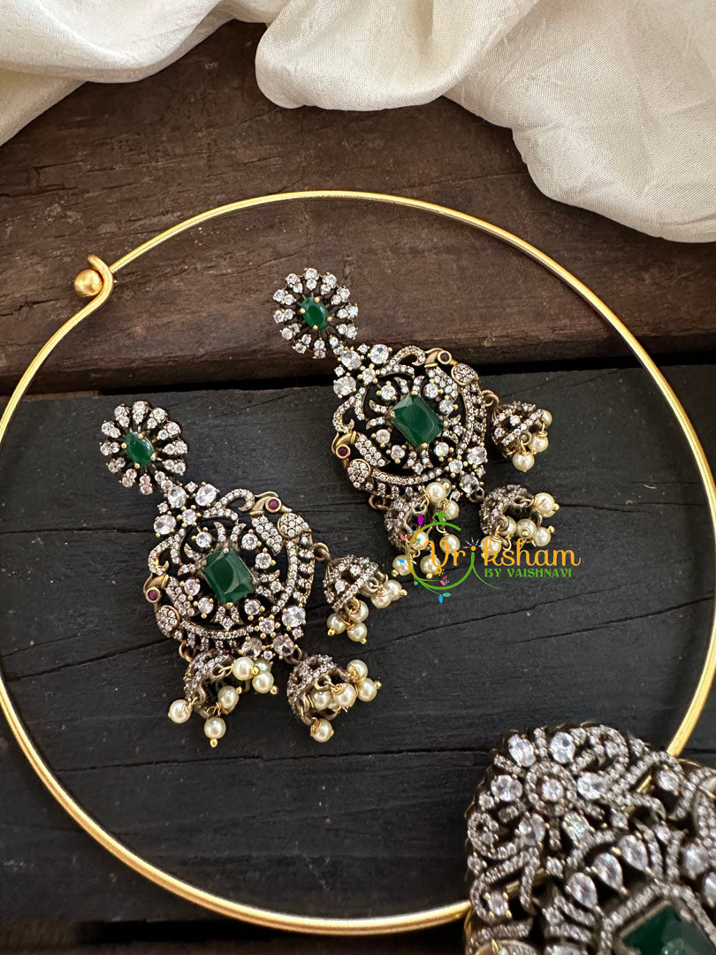 Victorian Diamond Hasli Choker Neckpiece -Green -VV141