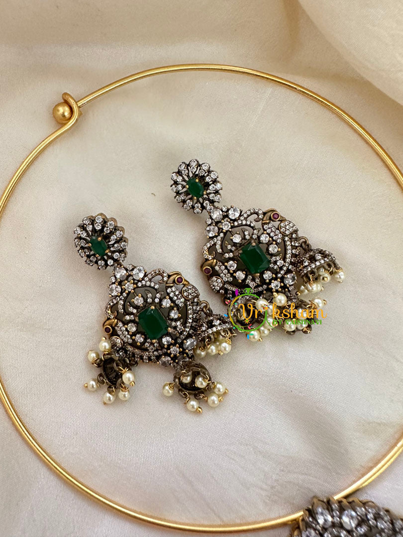 Victorian Diamond Hasli Choker Neckpiece -Green -VV141