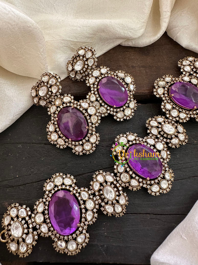 Purple Victorian Diamond High Neck Choker-VV109