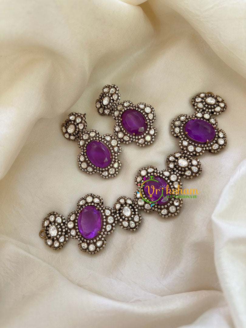 Purple Victorian Diamond High Neck Choker-VV109