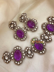 Purple Victorian Diamond High Neck Choker-VV109
