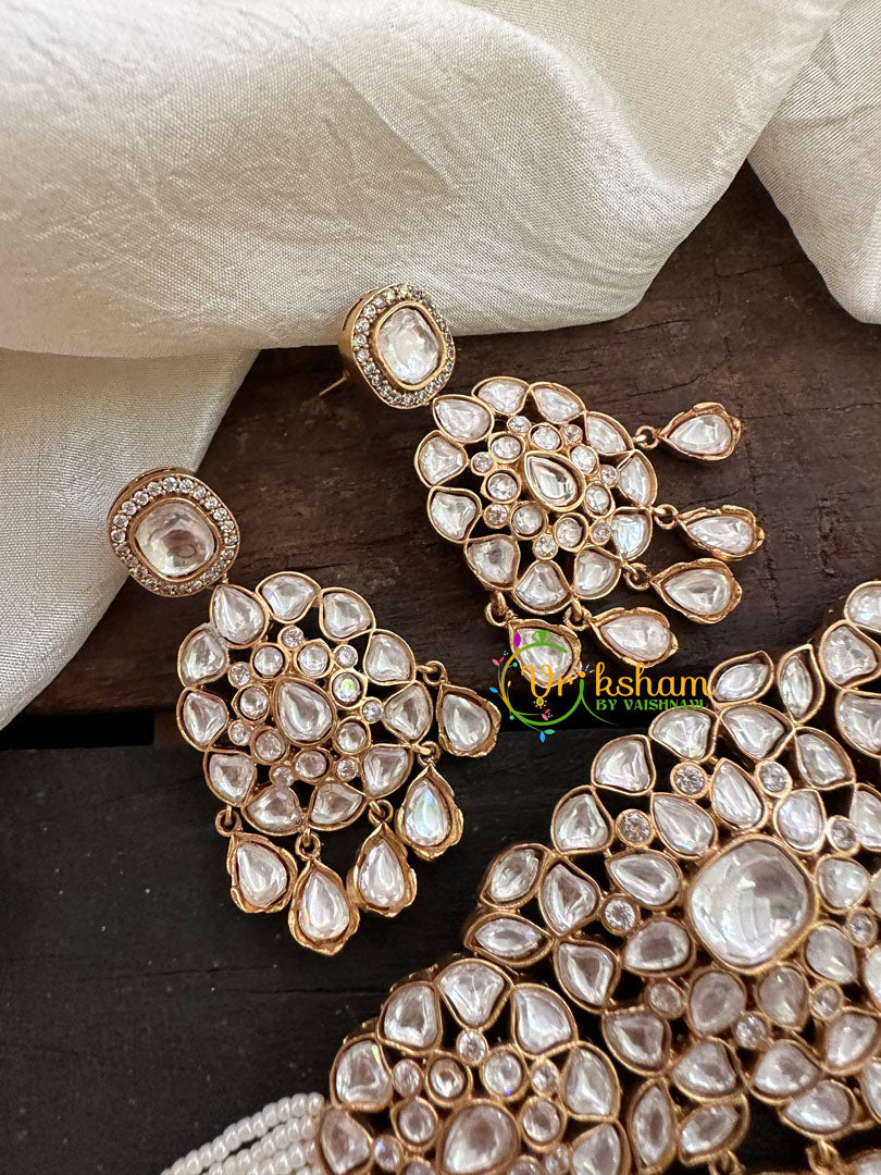 Pearl Victorian Diamond High Neck Choker-White-VV097