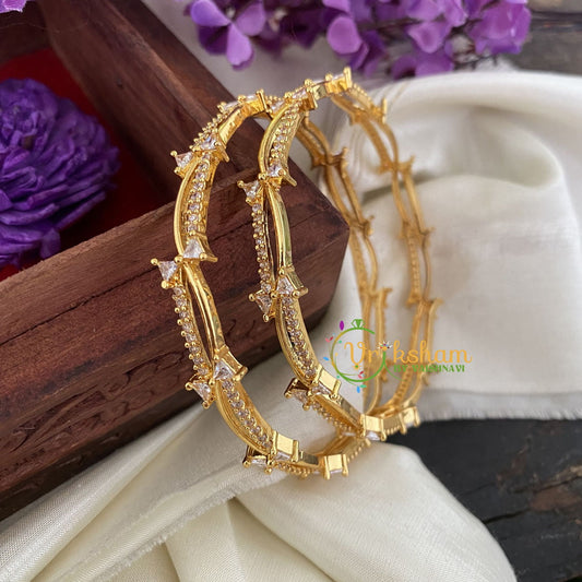 Premium AD Stone Bangles -White -G6816