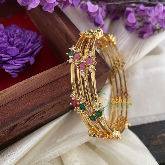 Premium AD Stone Bangles-Red Green -G6809