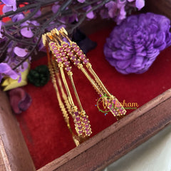 Premium AD Stone Bangles -Red-G6832