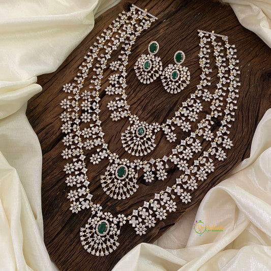 American Diamond Layered Emerald Haram-G10837