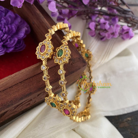 Premium AD Stone Bangles Red Green -Tilak-G6820