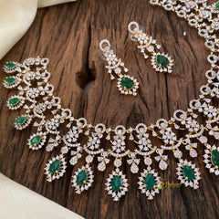 Green Bridal American Diamond Short Neckpiece -G10824