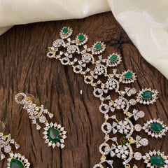 Green Bridal American Diamond Short Neckpiece -G10824