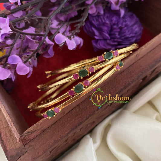 Premium AD Stone Bangles-Red Green-G6829