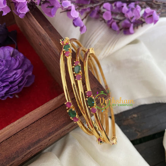 Premium AD Stone Bangles-Red Green-G6829