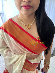Chandran Pendant Pearl Style Short Neckpiece - Red-G7190