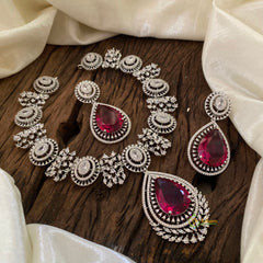 Red American Diamond Short Neckpiece -G10830