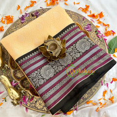 Yellow Kora Muslin Saree-VS1700