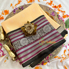 Yellow Kora Muslin Saree-VS1700