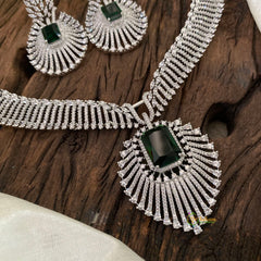 Green Bridal American Diamond Short Neckpiece -G10816