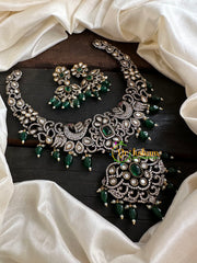 Victorian Diamond Short Neckpiece -Green -Peacock-VV127