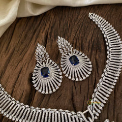 Deep Blue Bridal American Diamond Short Neckpiece -G10817