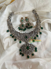 Victorian Diamond Short Neckpiece -Green -Peacock-VV127