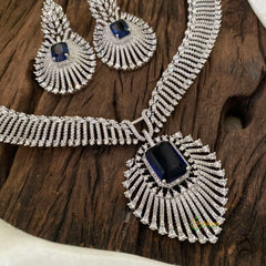 Deep Blue Bridal American Diamond Short Neckpiece -G10817