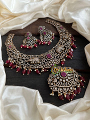 Victorian Diamond Short Neckpiece-Elephant -Red  -VV124