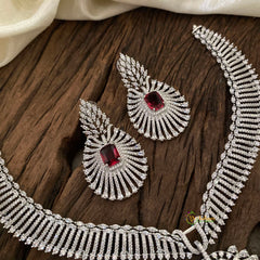 Red Bridal American Diamond Short Neckpiece -G10819