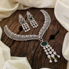 Green Bridal American Diamond Short Neckpiece -G10823