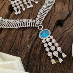 Light Blue Bridal American Diamond Short Neckpiece -G10822