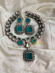 Aqua Blue Victorian Diamond Short Neckpeice -VV071