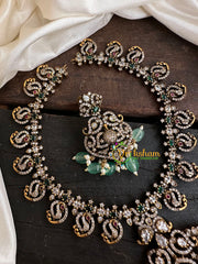 Victorian Diamond Short Neckpiece -Green -Peacock-VV131