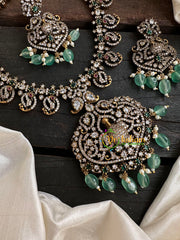Victorian Diamond Short Neckpiece -Green -Peacock-VV131