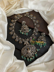Victorian Diamond Short Neckpiece -Green -Peacock-VV131